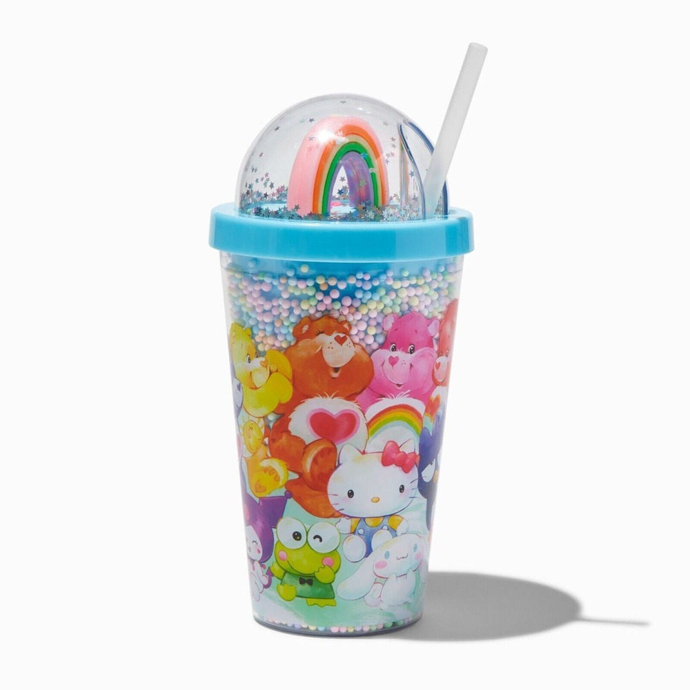 Care Bears X Hello Kitty And Friends Tumbler Glitter Travel‎ Cup NEW